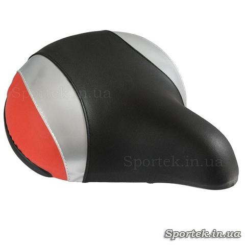 Широкое и мягкое седло для прогулочных велосипедов (черно-серо-оранжевый, 280х240 мм)