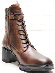 Ботильоны женские кожаные осенние ботинки на каблуке 6 см G.U.E.R.O 108636 Dark Brown.