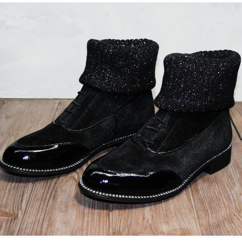 Кэжуал стиль чулки ботинки женские оксфорды. Черные замшевые ботинки женские осенние Kluchini Black