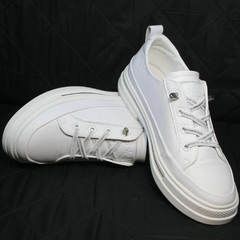 Модные женские кроссовки туфли кожаные женские El Passo sy9002-2 Sport White.