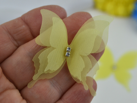 Метелики шифонові зі стразами жовті №17