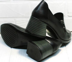 Женские весенние туфли на невысоком толстом каблуке 6 см осень весна H&G BEM 107 03L-Black.