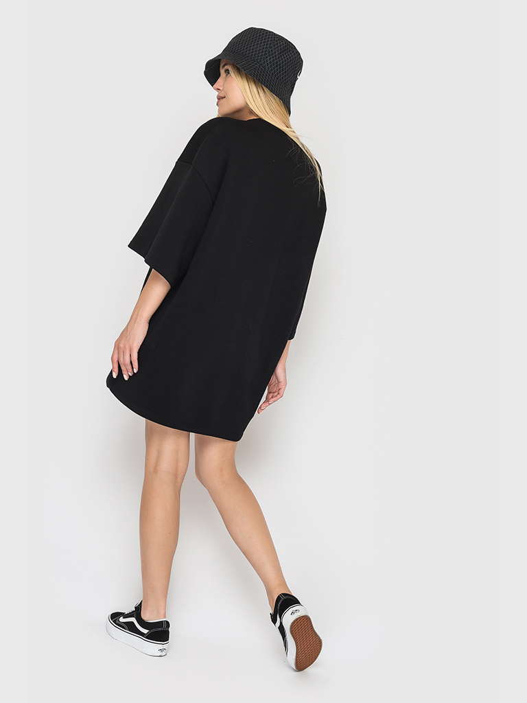 Платье-футболка черная из трехнитки YOS от украинского бренда Your Own Style