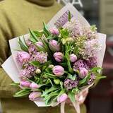 Photo of Delicate bouquet with lilacs and tulips «Spring mood»