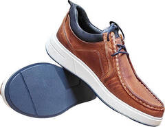 Мужские кожаные мокасины туфли на плоской подошве Arsello 33-19 Brown White.