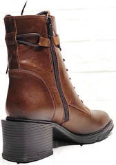 Стильные ботильоны квадратный нос осенние ботинки женские на каблуке 6 см G.U.E.R.O 108636 Dark Brown.