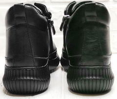Кожаные кеды женские демисезонные ботинки на низком ходу Evromoda 535-2010 S.A. Black.