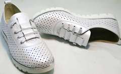 Модные белые кроссовки туфли кожаные женские летние Mi Lord 2007 White-Pearl.