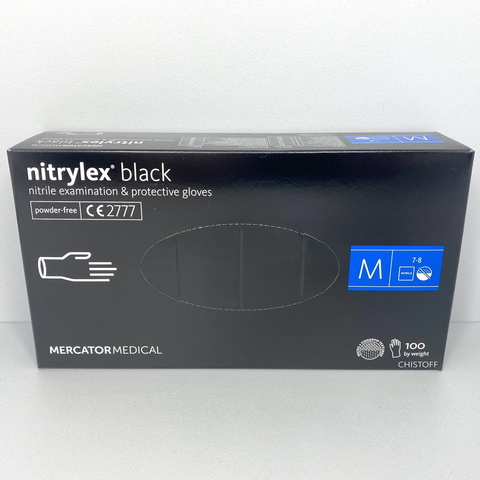 Рукавички нітрилові чорні Nitrylex 100 шт S