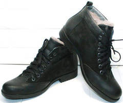 Классические ботинки мужские зимние кожаные классические Luciano Bellini 6057-58K Black Leathers & Nubuk.