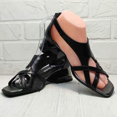 Босоножки сандалии женские Evromoda 166606 Black Leather.