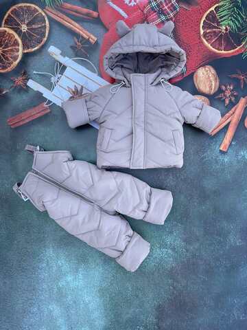 Комбінезон з курткою зимовий дитячий Look Вуханчик однотон бежевий