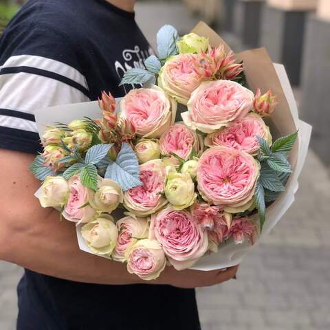 Photo of Pink bouquet with peony roses «Morning Blush»