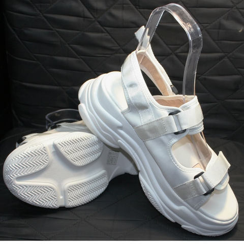 Спортивные босоножки на липучках. Женские спортивные сандали на платформе Small Swan White