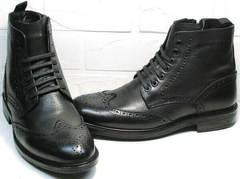 Кожаные зимние ботинки мужские Luciano BelliniBC3801L-Black