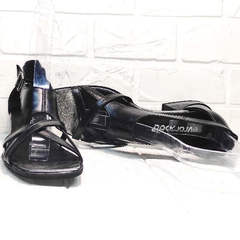 Кожаные женские босоножки с закрытой пяткой Evromoda 166606 Black Leather.