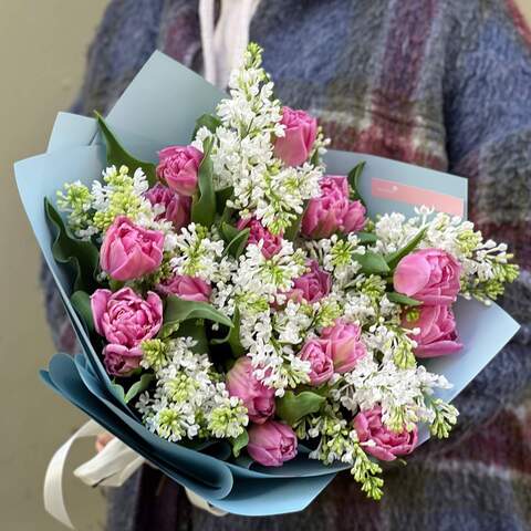 Букет «Весна во Львове», Цветы: Тюльпан, Сирень