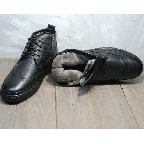 Модные ботинки зимние мужские. Черные зимние ботинки мужские кожаные с мехом Rifellini Rovigo All Black