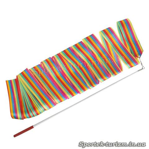 Різнобарвна стрічка для художньої гімнастики (3 м, паличка 60 см)