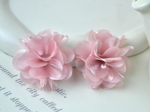 Заготовки для квітки з блискучої органзи рожеві