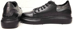 Кожаные кроссовки женские черные EVA collection 0721 All Black.