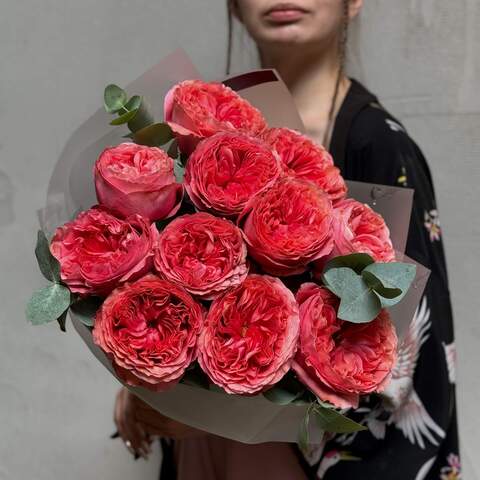 Bouquet of 11 Candy X-Pression peony roses «Quiet Meeting», Flowers: Pion-shaped rose of Candy X-Pression variety, 11 pcs.