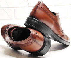 Коричневые туфли кожаные мужские Luciano Bellini C3801 Brown.