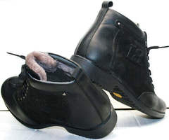 Теплые зимние ботинки с мехом мужские Luciano Bellini 6057-58K Black Leathers & Nubuk.