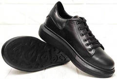 Женские кожаные кроссовки кеды на высокой подошве EVA collection 0721 All Black.