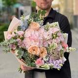 Photo of Exquisite bouquet with peony roses and hudrangea «Dreamy evening»