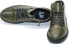 Низкие ботинки на шнуровке осень зима термо мужские Luciano Bellini BC2803 TL Khaki.