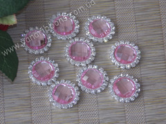 Камни круглые в стразовом обрамлении розовые (опт 10шт)