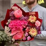 Photo of Fantastic bouquet with anthurium and peony «Ruby memories»