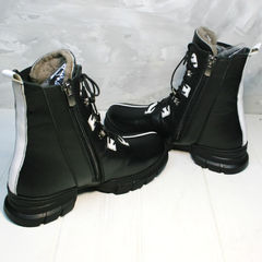 Ботинки женские зимние на шнуровке Ripka 3481 Black-White.