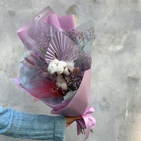 Photo of Delicate eco bouquet of dried flowers