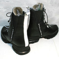Зимние ботинки женские кожаные с мехом Ripka 3481 Black-White.