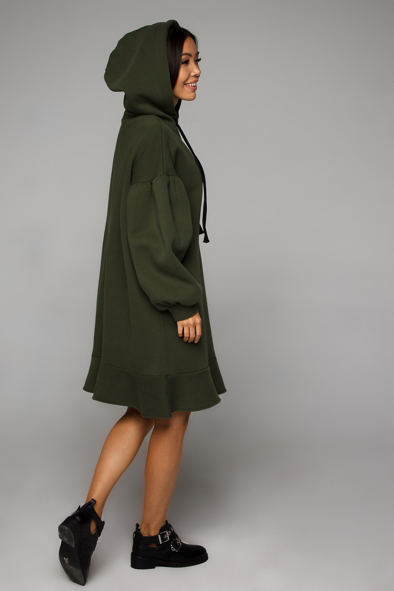 Сукня-худі оливкова з начосом YOS