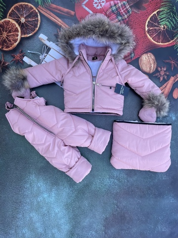 Зимовий комбінезон для дівчинки 0-2 роки Look Пухнастик рожевий