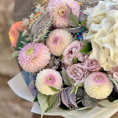 Photo of Romantic bouquet with spray peony roses «Lavender Song»