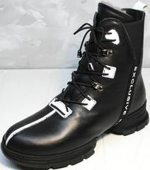 Зимние ботинки на шнурках женские Ripka 3481 Black-White.