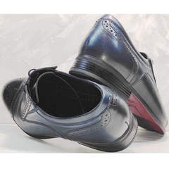 Кожаные туфли мужские классика Ikoc 3805-4 Ash Blue Leather.