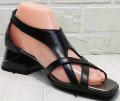 Женские летние босоножки сандалии с ремешками Evromoda 166606 Black Leather.
