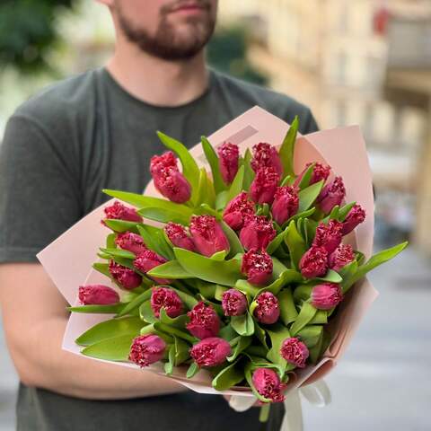 31 тюльпан в букете «Бахромчатый тюльпан», Цветы: Тюльпан