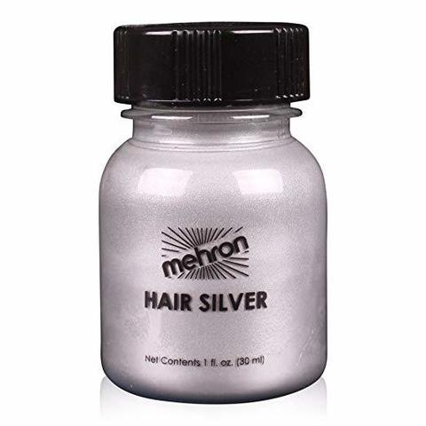 MEHRON Краска для волос Makeup Hair Silver With Brush, Серебристая, 30 мл