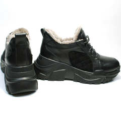 Черные массивные кроссовки с черной подошвой женские зимние Studio27 547c All Black.