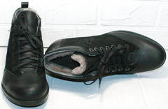 Стильные мужские зимние ботинки на цигейке Luciano Bellini 6057-58K Black Leathers & Nubuk.