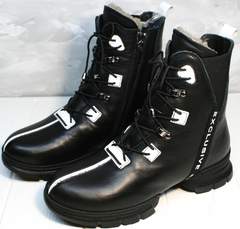 Женские зимние ботинки с натуральным мехом Ripka 3481 Black-White.