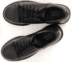Черные кожаные кеды кроссовки черные женские EVA collection 0721 All Black.