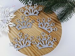 Набір сніжинок для обідка з зірочками срібний №3