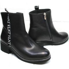 Полусапожки ботинки женские Jina 6845 Leather Black